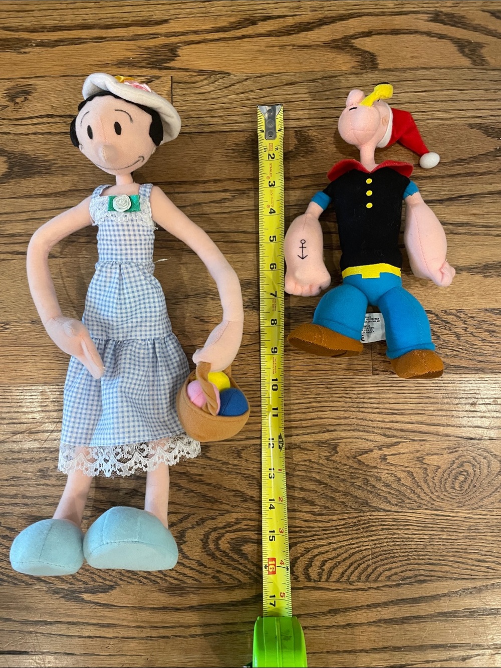 Kellytoy Olive Oyl & Popeye Plush Duo - Blue, Black, Pink, Yellow